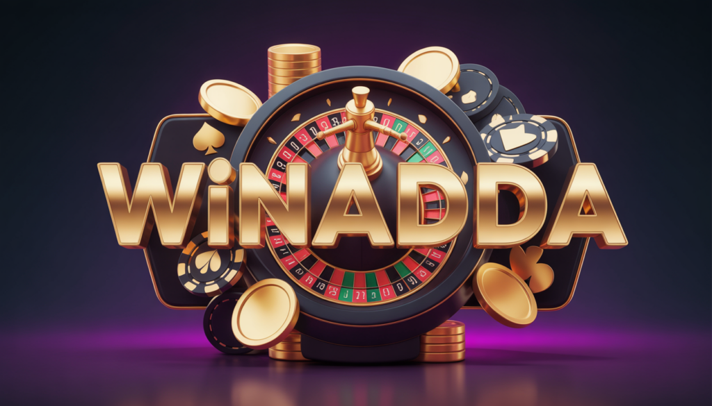 “Winadda premium online betting platform with casino chips, gold coins and roulette theme”