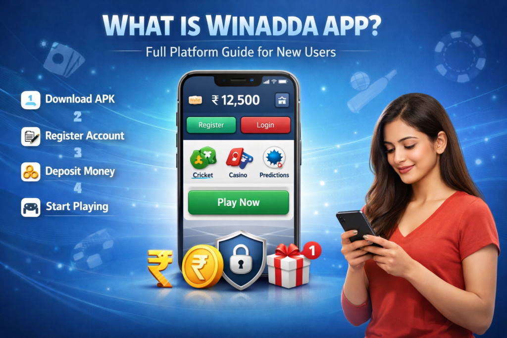 WinAdda App full platform guide for new users showing registration process, features, games, and easy steps to start playing online