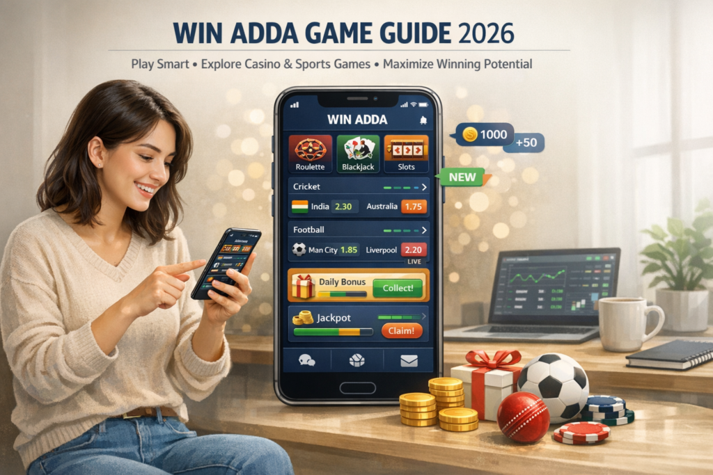Win Adda Game Guide 2026 showing online betting strategies, mobile gameplay interface, and smart tips to play Win Adda games safely and win big online.