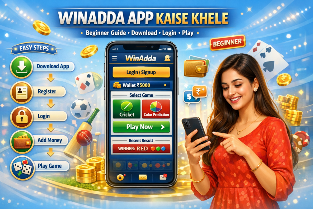 Step-by-step beginner guide showing how to play the Winadda app, including registration, game selection, and basic gameplay instructions for new users.